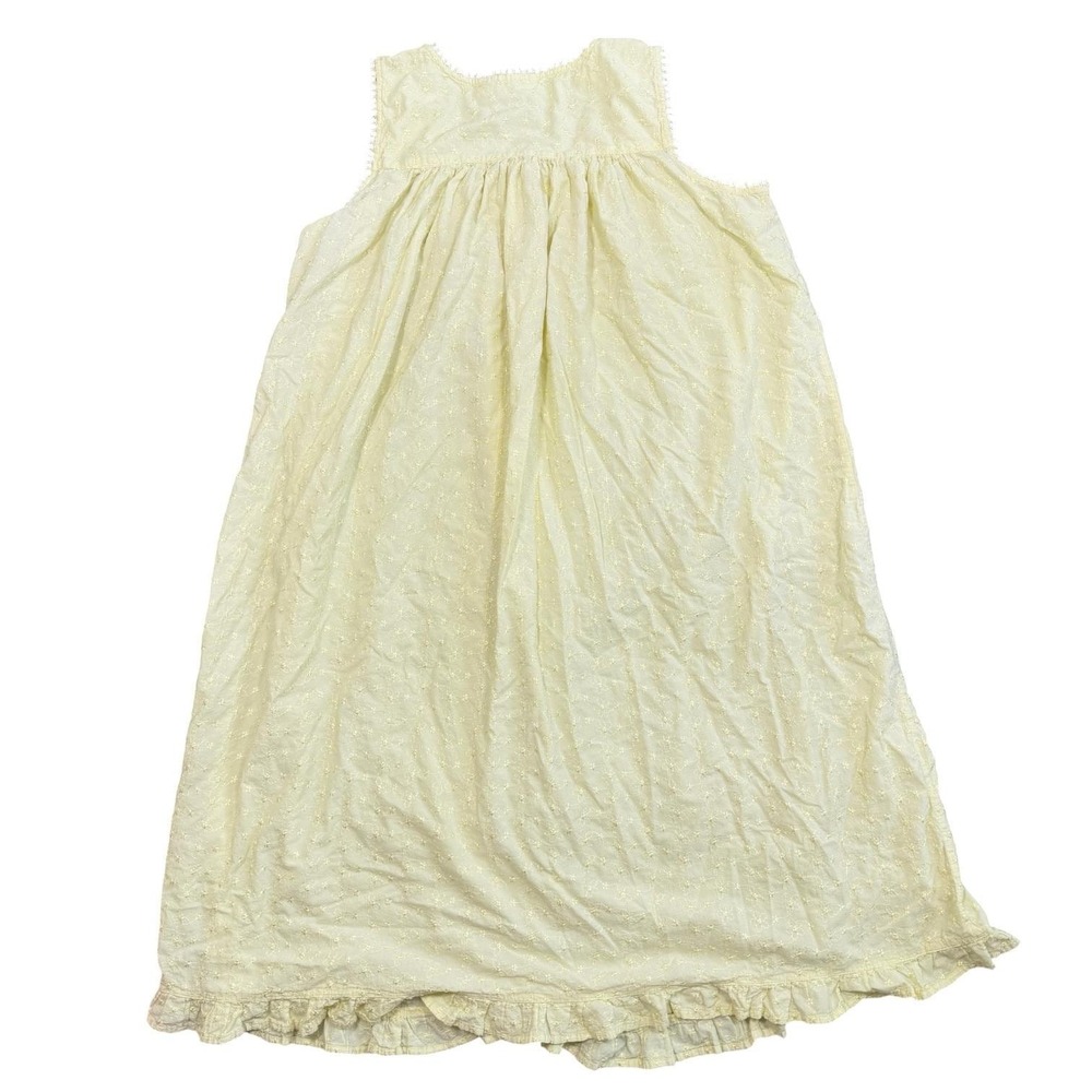Adonna Nightgown Women XL Yellow Cotton Eyelet Embroidered Ruffle Sleep Gown - Picture 10 of 12